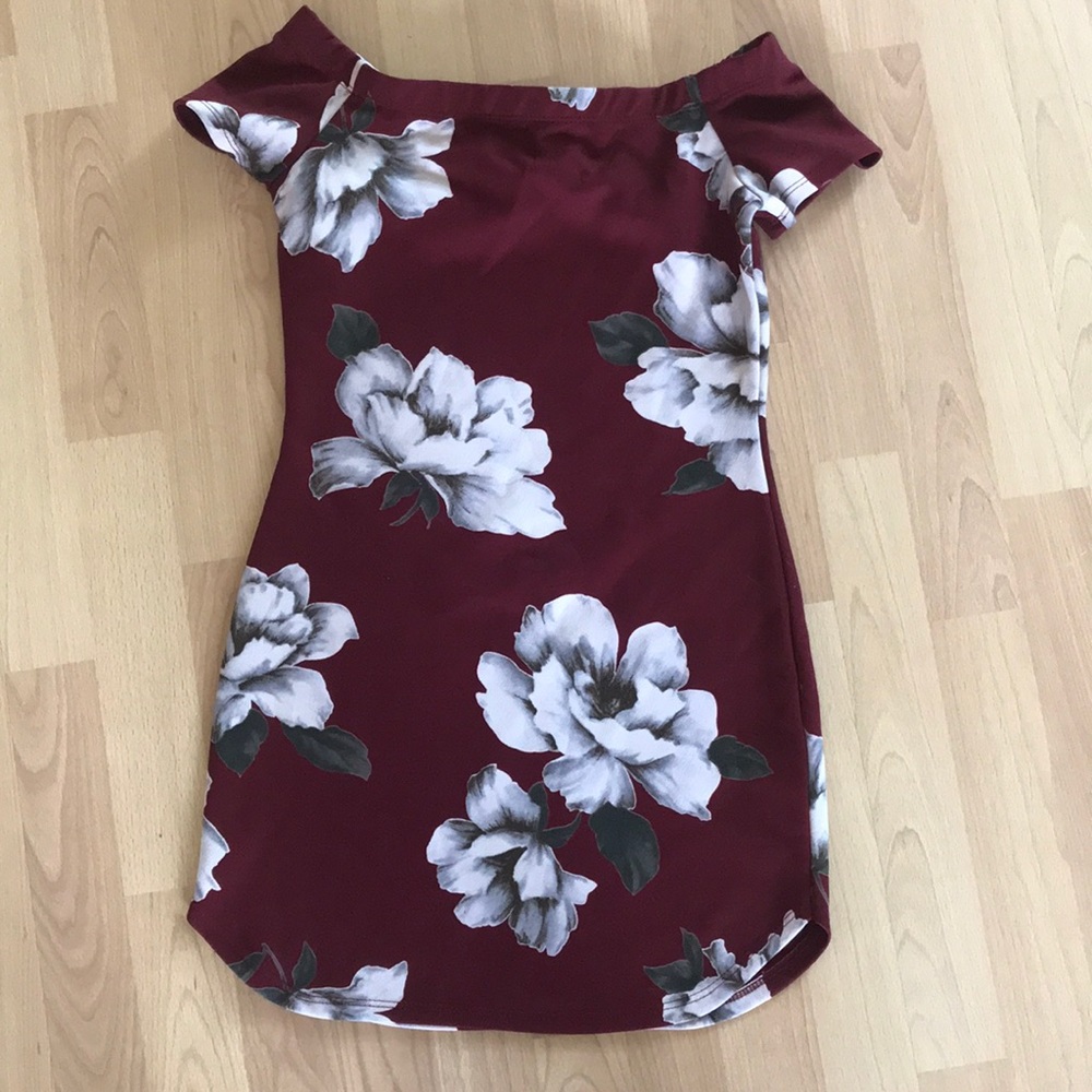 Red floral mini dress